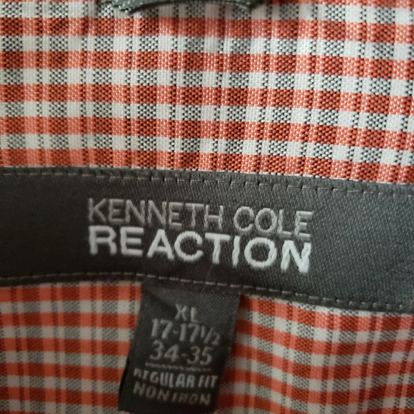 KENNETH COLE Long Sleeve Shirt Orange/grey XL - Picture 7 of 7